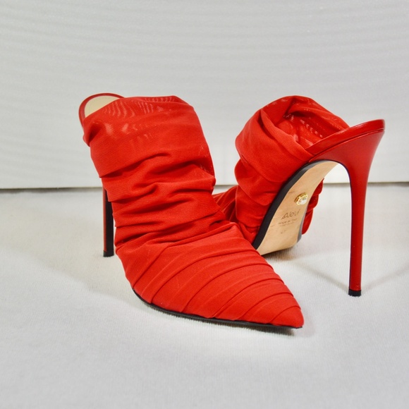 Alevi Milano Net Red Fabric Mules 110 Size EU 41 - Picture 5 of 12